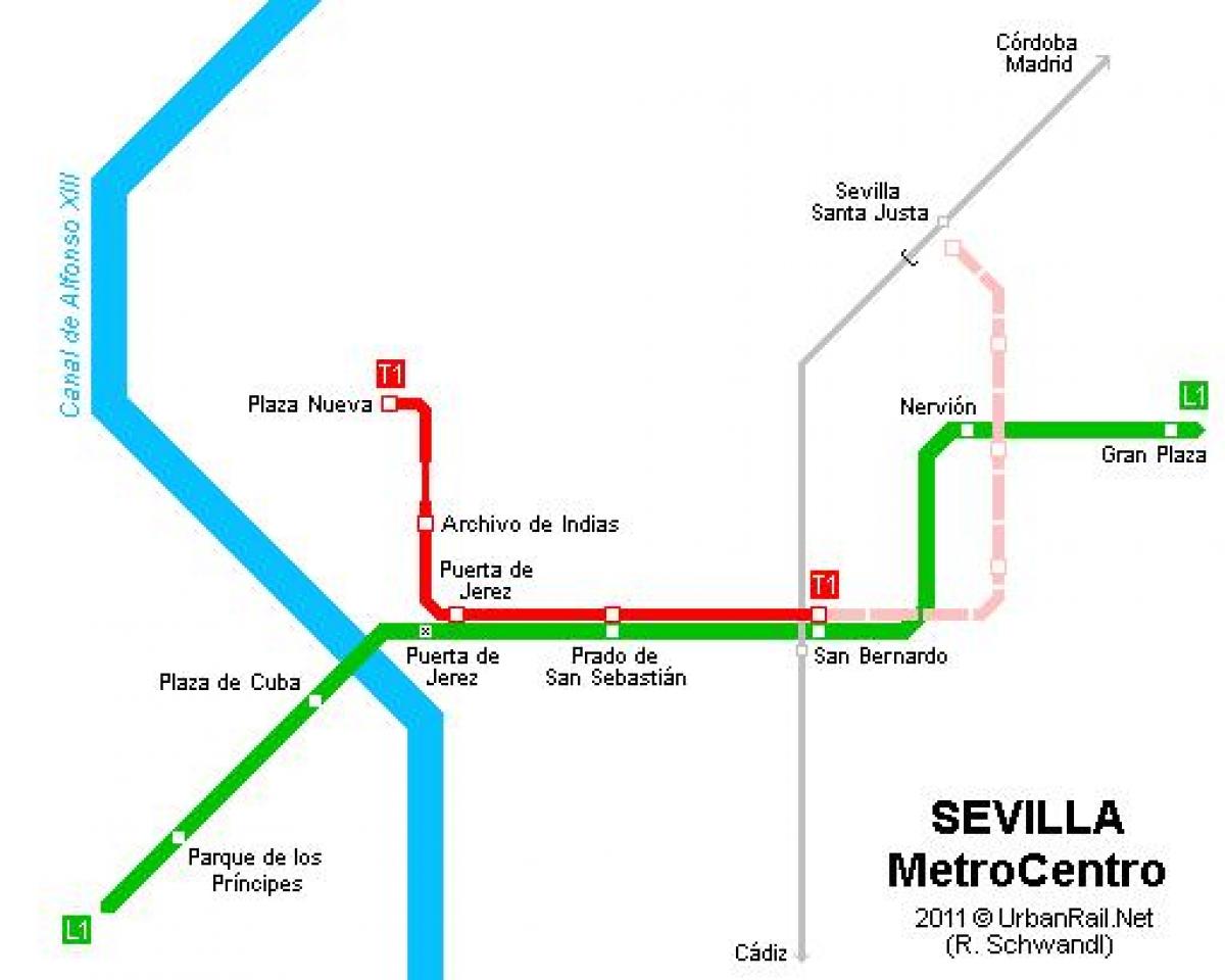 نقشہ کے Seville ٹرام