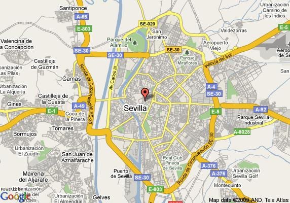 barrio ڈی سانتا کروز Seville نقشہ