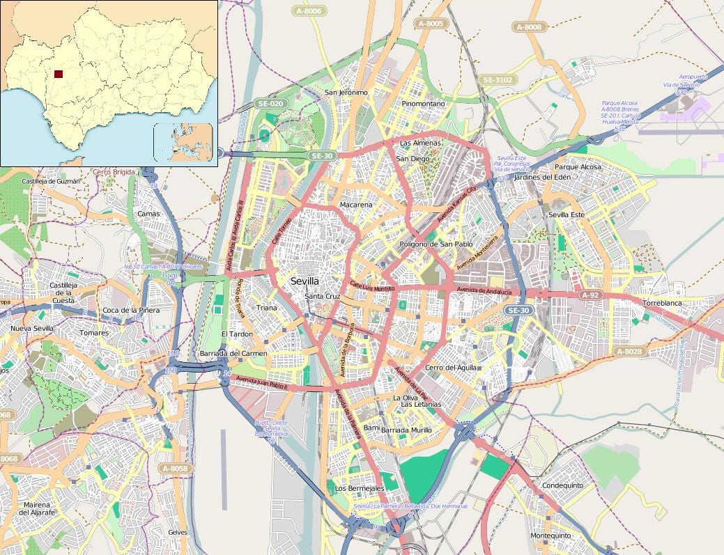 نقشہ کے Seville سپین محلوں