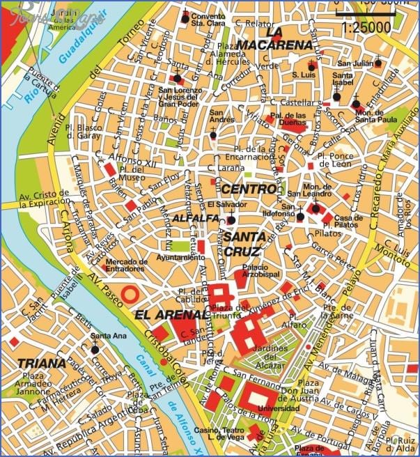 Seville سپین کے نقشے سیاحوں کی دلچسپی