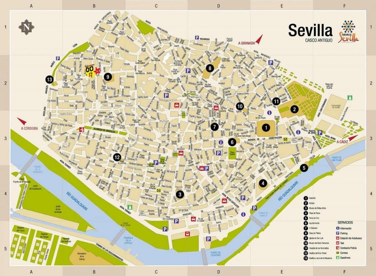 کے نقشے مفت سڑک کے نقشے Seville سپین