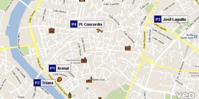نقشہ Seville کے پارکنگ